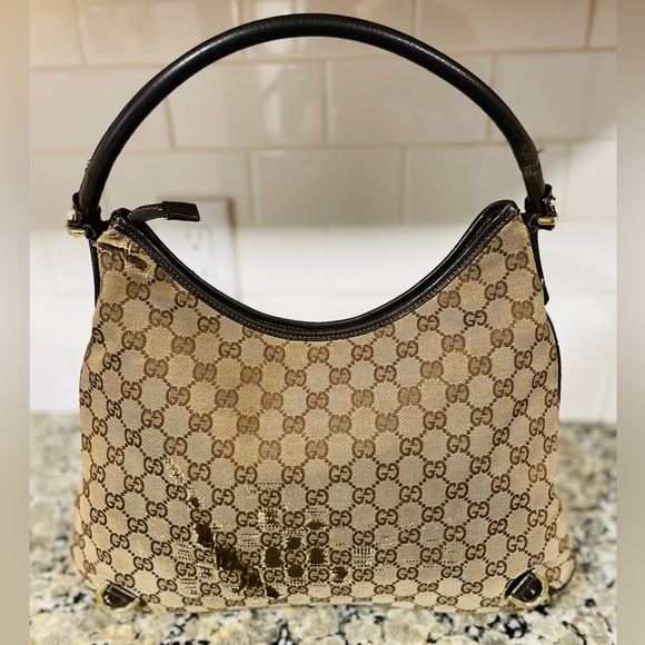 GUCCI Abbey Brown GG Logo D-Ring Bag 💯 AUTHENTIC - Picture 5 of 16